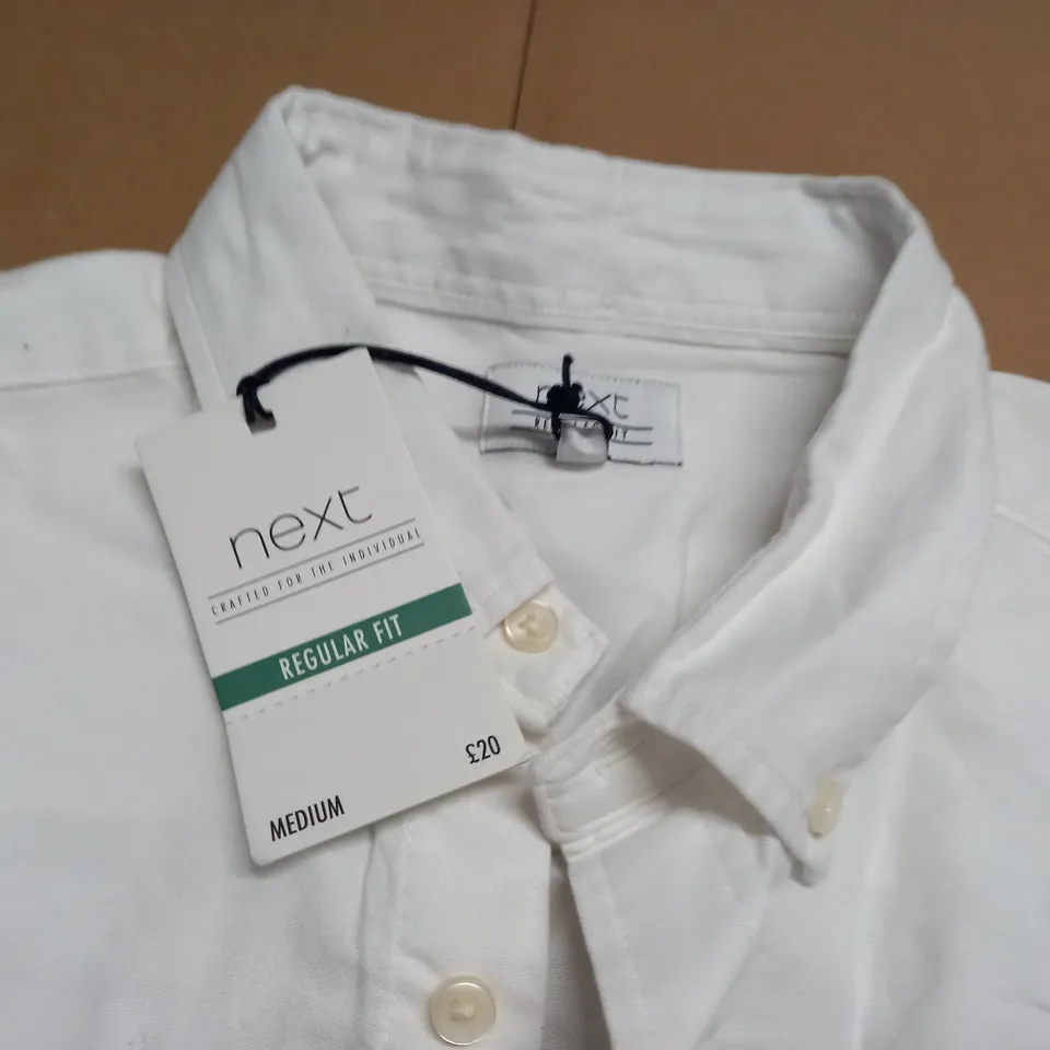 NEXT LONG SLEEVE WHITE REGULAR FIT SHIRT - MED