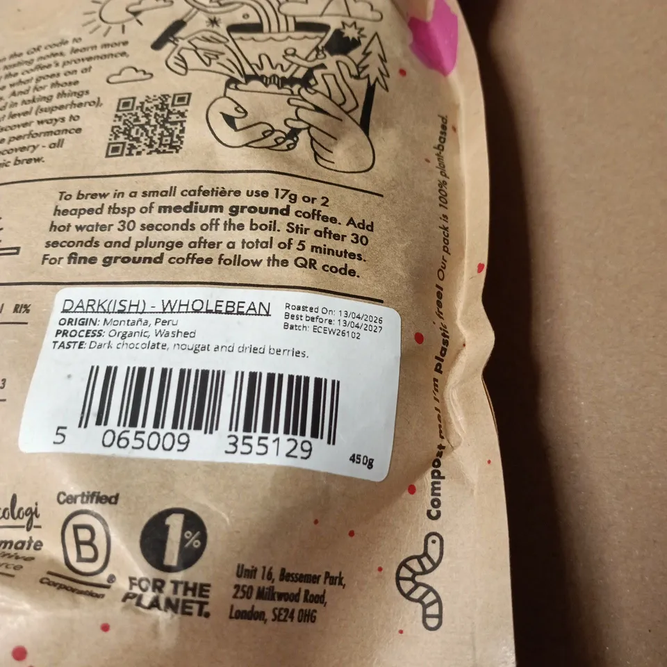 EXHALE COFFEE ORGANIC DARK(ISH) ROAST 450G