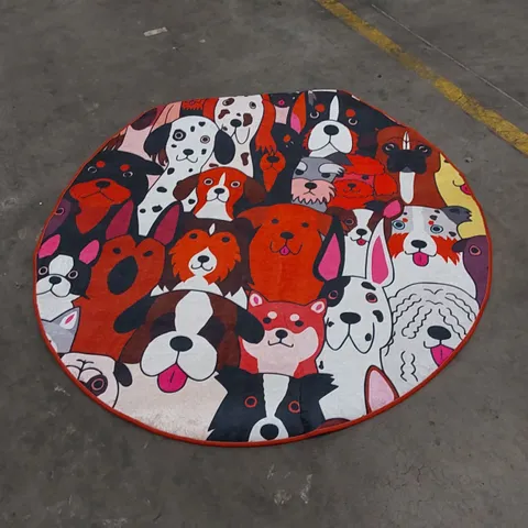 CHILAI HOME DOG THEMED ROUND 140cm BATHROOM MAT 