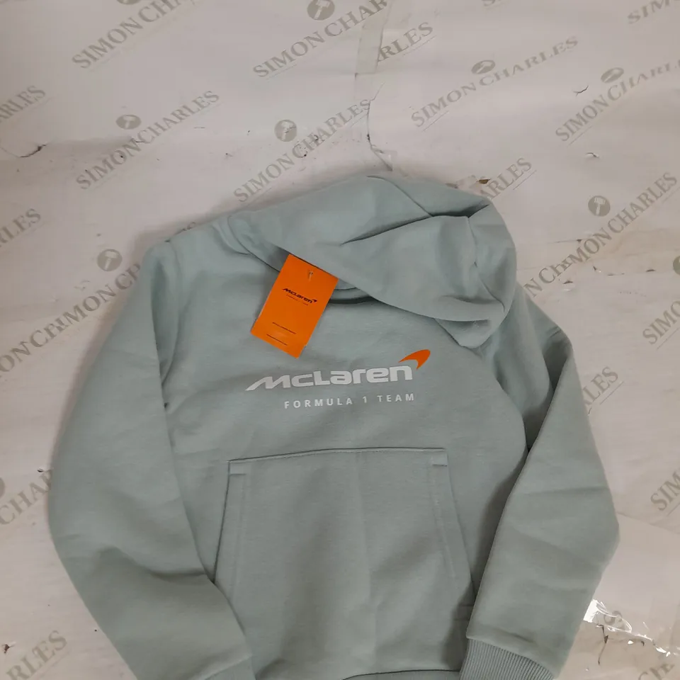 MCLAREN JUNIORS TEAM CORE ESSENTIALS HOODIE IN CLOUD BLUE SIZE S