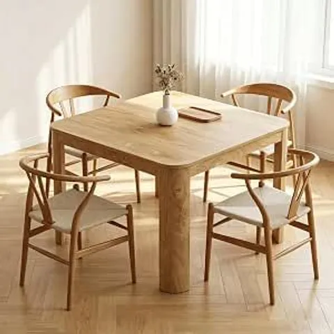 BOXED TRIBESIGNS 120CM SQUARE DINING TABLE WITH ROUNDED CORNERS