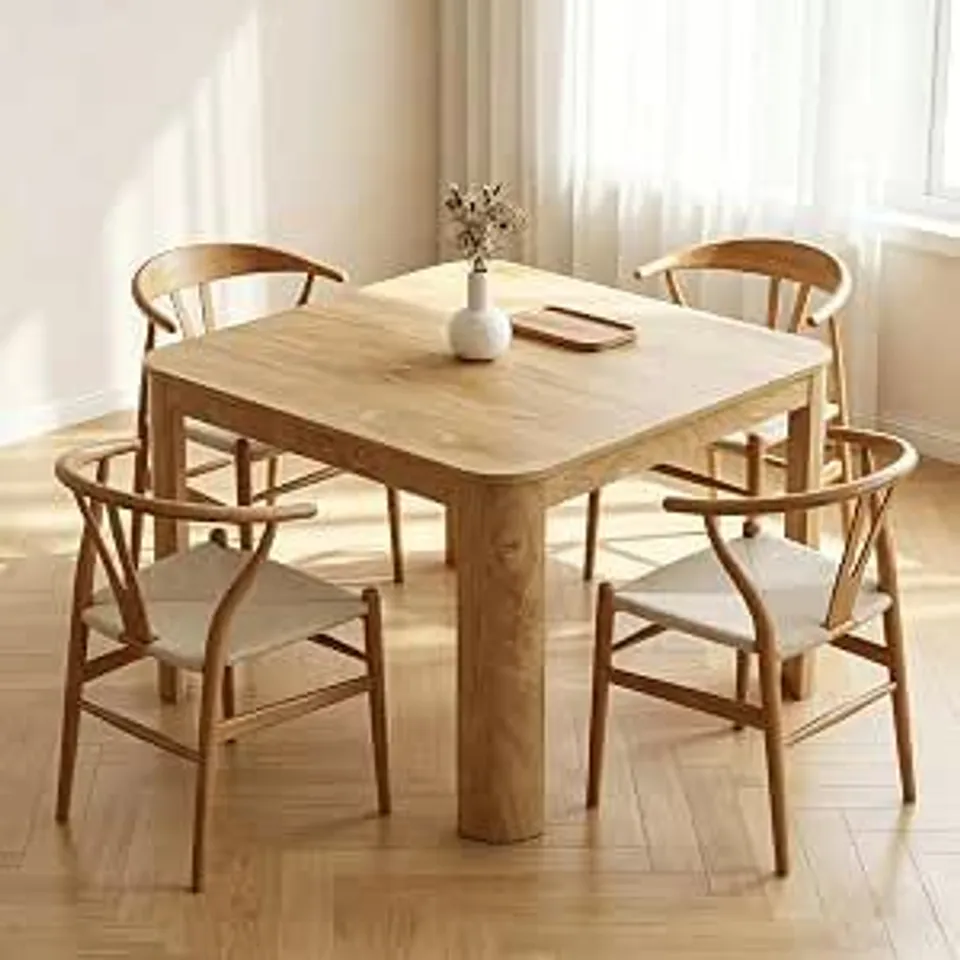 BOXED TRIBESIGNS 120CM SQUARE DINING TABLE WITH ROUNDED CORNERS