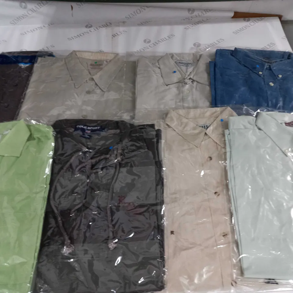 LOT OF 8 ASSORTED BAGGED CLOTHING ITEMS TO INCLUDE YVES SAINT LAURENT AND POLO SPORT - VARIOUS SIZES