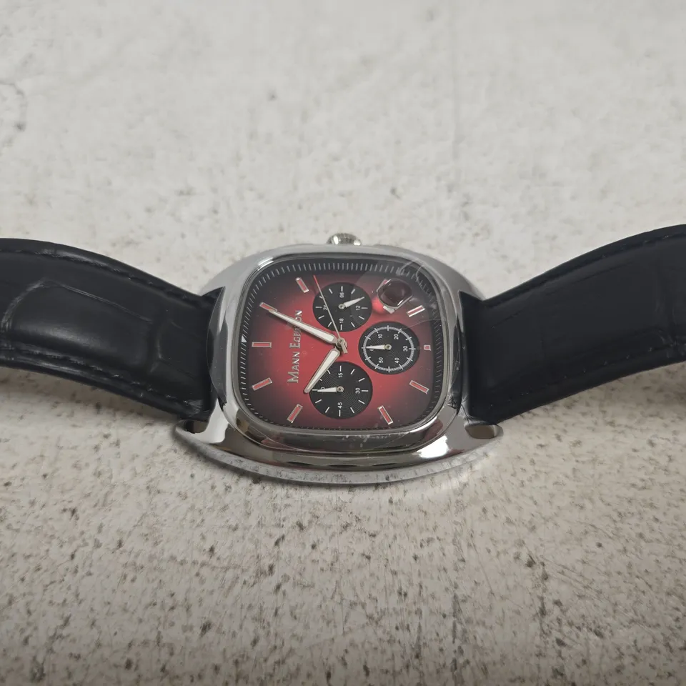 MANN EGERTON GLIDER WATCH IN STEEL/RED