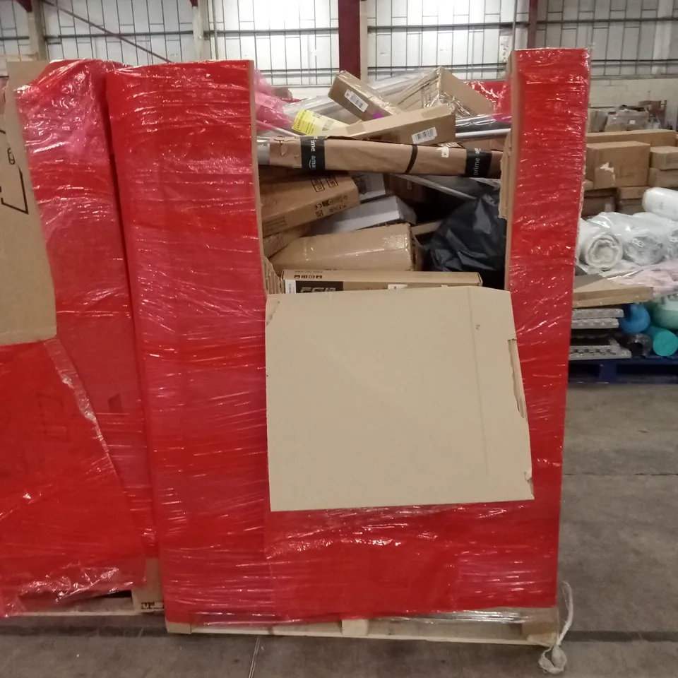 PALLET OF ASSORTED HOUSEHOLD GOODS AND PRODUCTS TO INCLUDE; BLINDS, TOILET SEATS,ASSIST HAND RAIL ETC