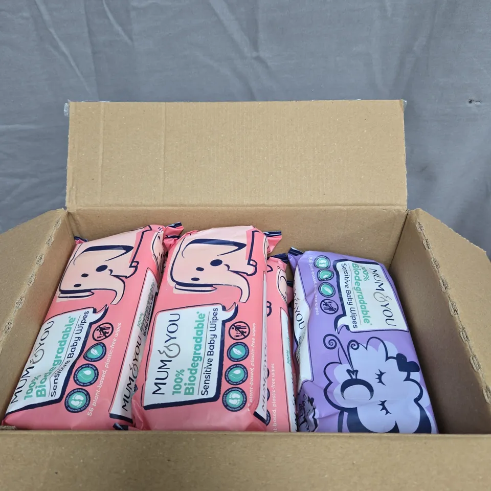 BOX OF APPROXIMATELY 12 PACKS OF MUM & YOU BABY WIPES 56 WIPES PER PACK