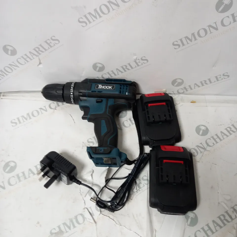 TIHOOK CORDLESS DRILL DRIVER 21V, CORDLESS HAMMER DRILL WITH 2 BATTERIES 2000MAH