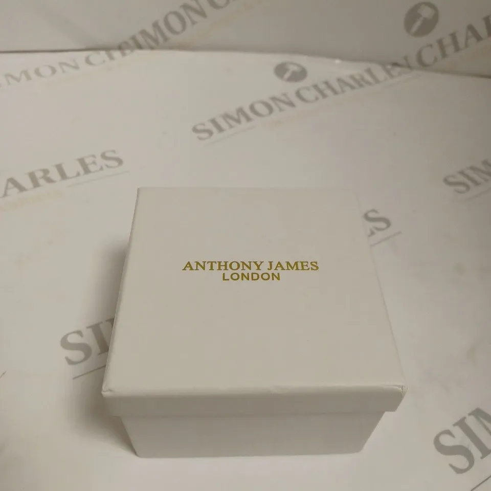 BOXED ANTHONY JAMES GENTS LIMITED EDITION SKELETON AUTOMATIC STAINLESS STEEL WATCH - GOLD