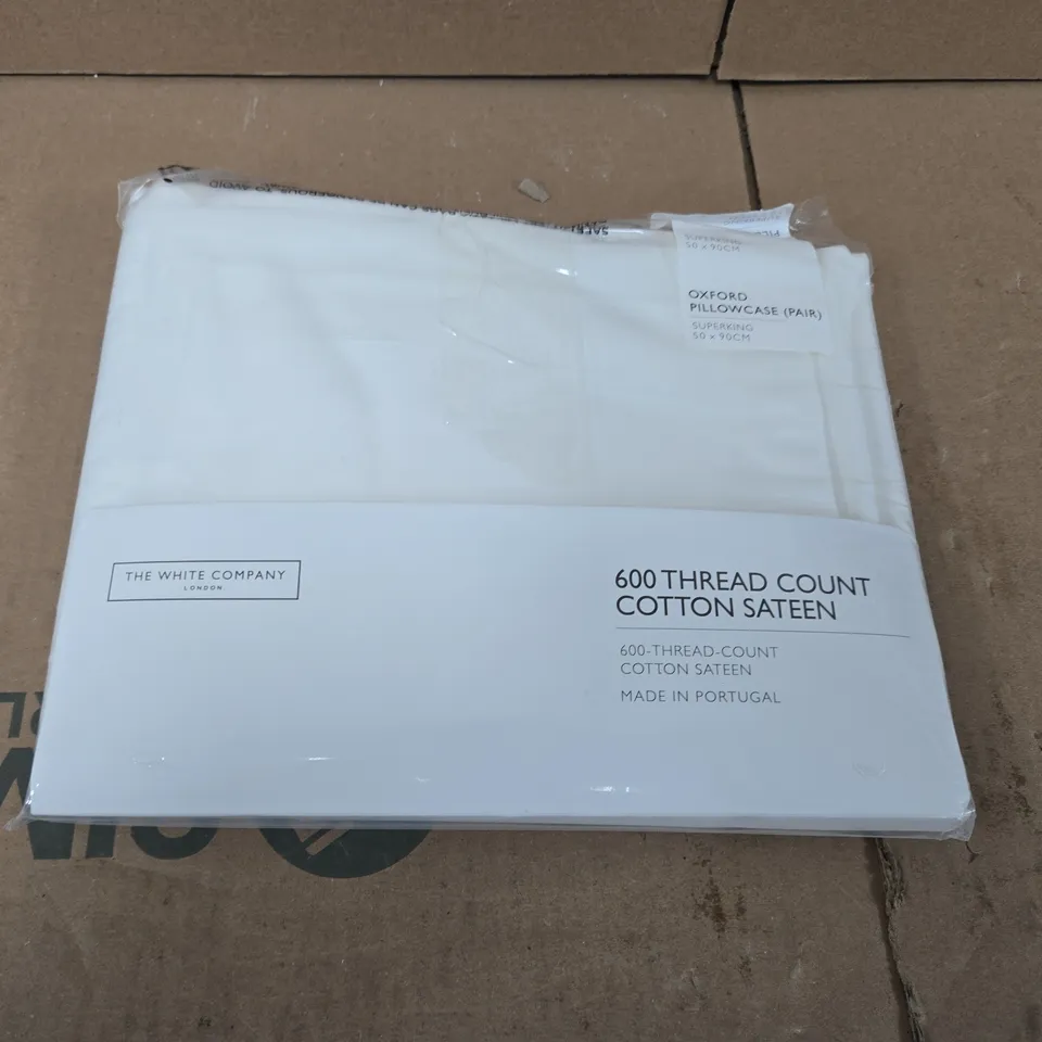THE WHITE COMPANY PILLOWCASE PAIR – 600 THREAD COUNT COTTON SATEEN – WHITE