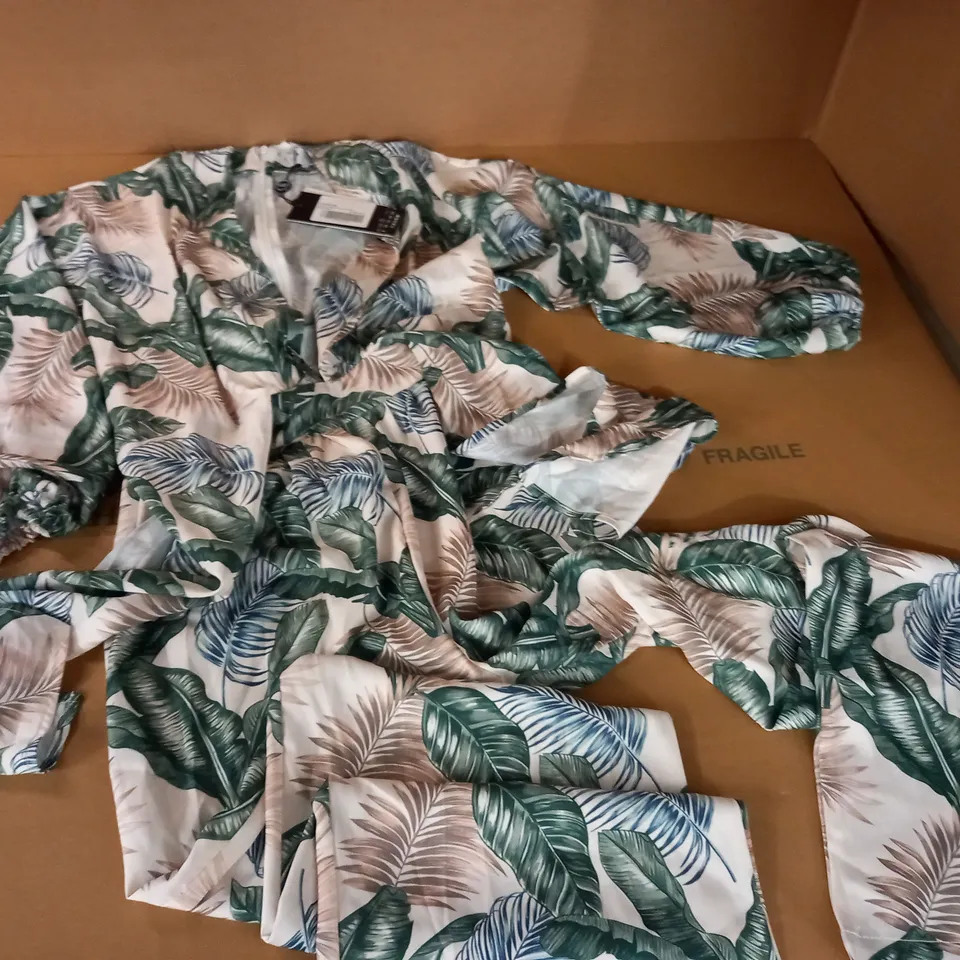 CLUB OF LONDON TROPICAL PRINT PLUNDGE WIDE LEG JUMPSUIT - UK 8