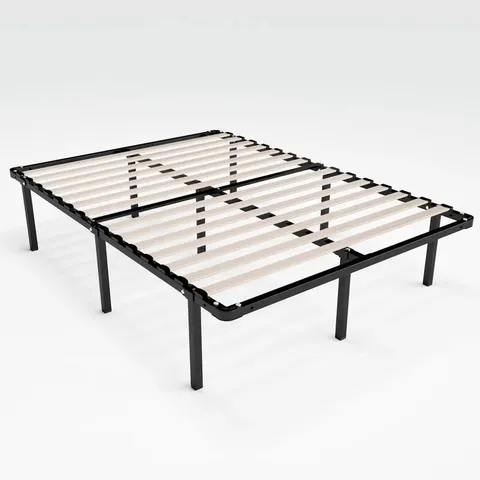 BOXED BASIC METAL BED FRAME WITH WOODEN SLATS 35 CM HIGH (1 BOX)