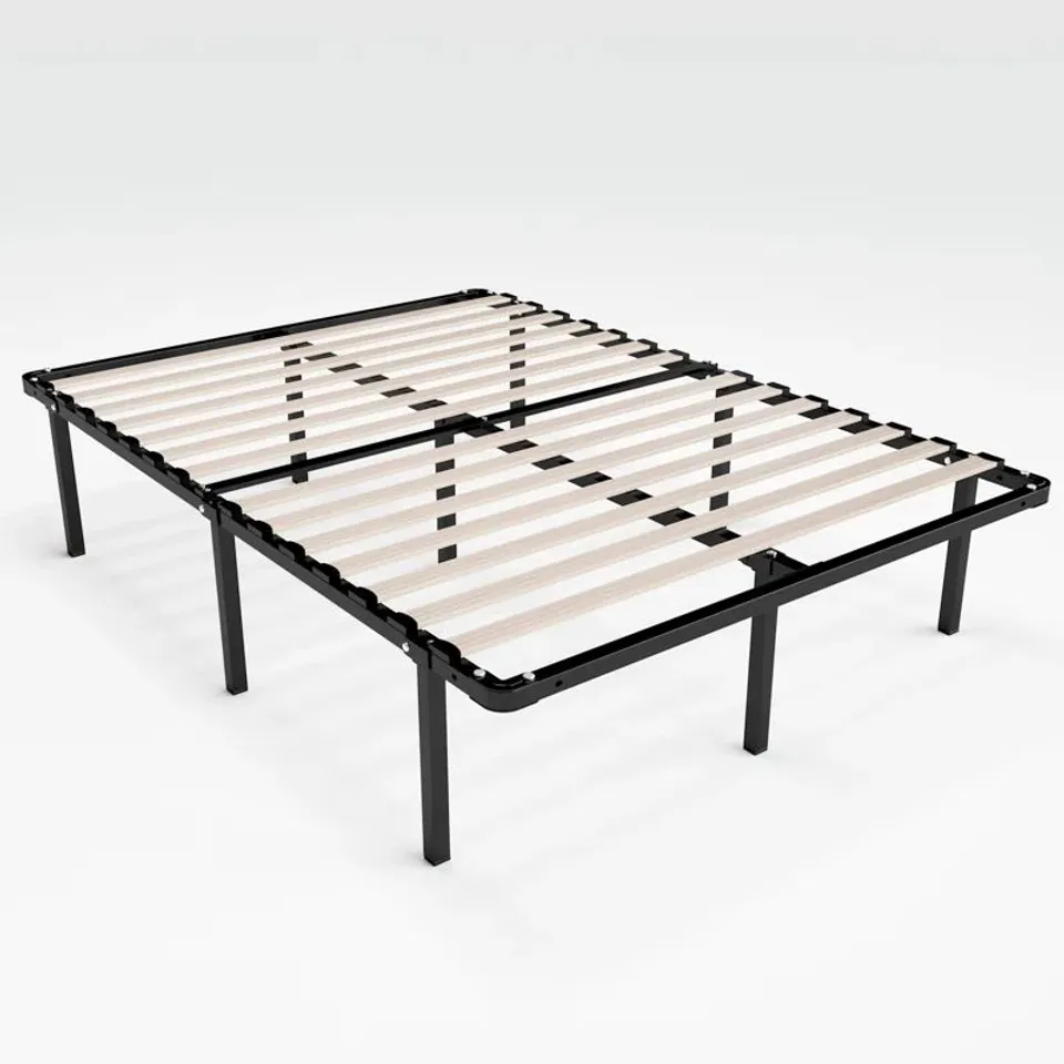 BOXED BASIC METAL BED FRAME WITH WOODEN SLATS 35 CM HIGH (1 BOX)