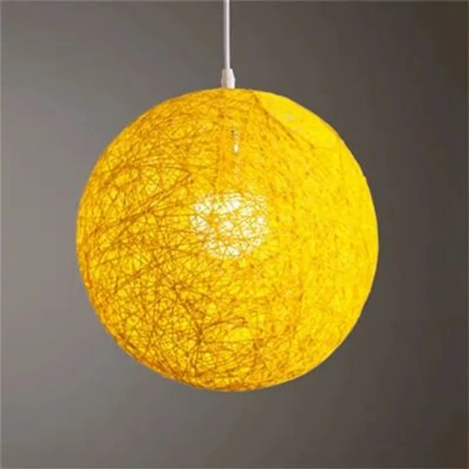 BOXED 15CM H RATTAN PENDANT SHADE (SCREW ON) YELLOW 