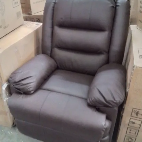 DESIGNER CHOCOLATE FAUX LEATHER POWER RECLINER CHAIR
