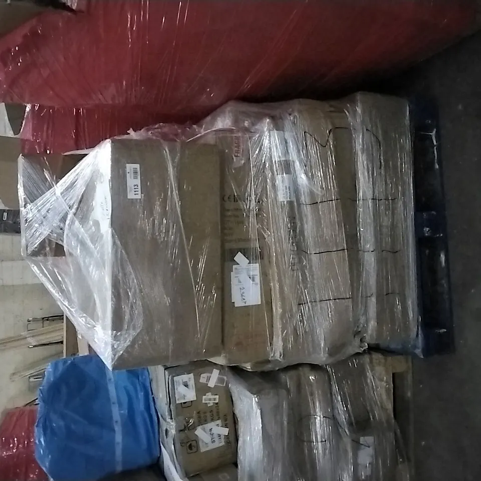 PALLET OF ASSORTED ITEMS INCLUDING YITAHOME OFFICE CHAIR, MIRROR CABINET, PUTORSEN ELECTRIC DESK FRAME, TWENTY ONE