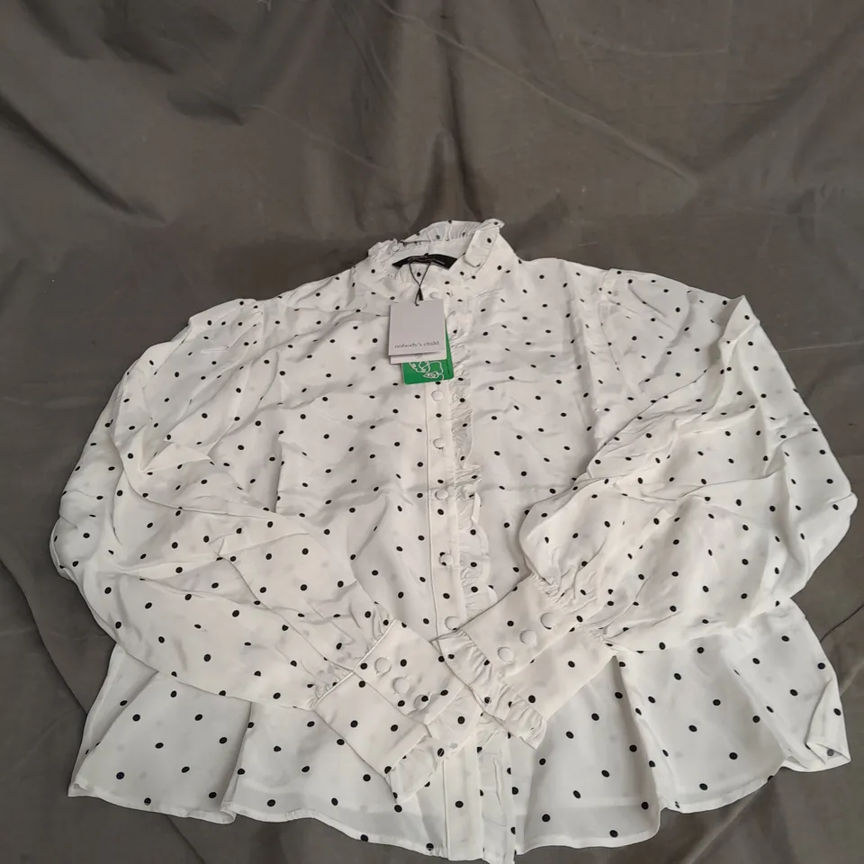 NOBODY'S CHILD BRONTE SPOT BLOUSE IN SOFT WHITE SIZE 10