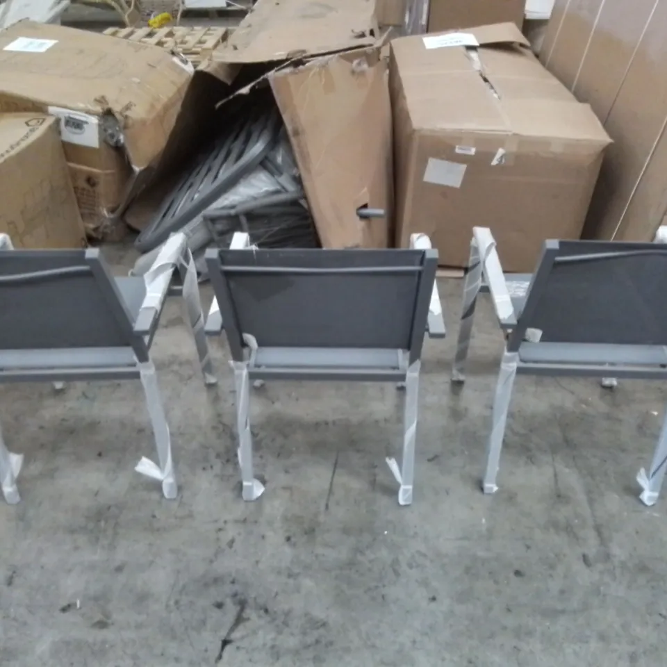 GOODHOME SET OF 3 MOOREA ALUMINIUM FRAME ARMCHAIRS 