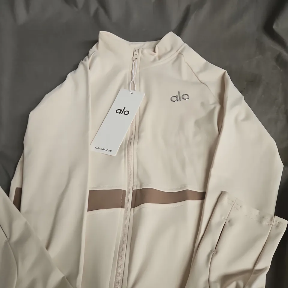 ALO YOGA ZIP-FRONT JACKET, CREAM SIZE S