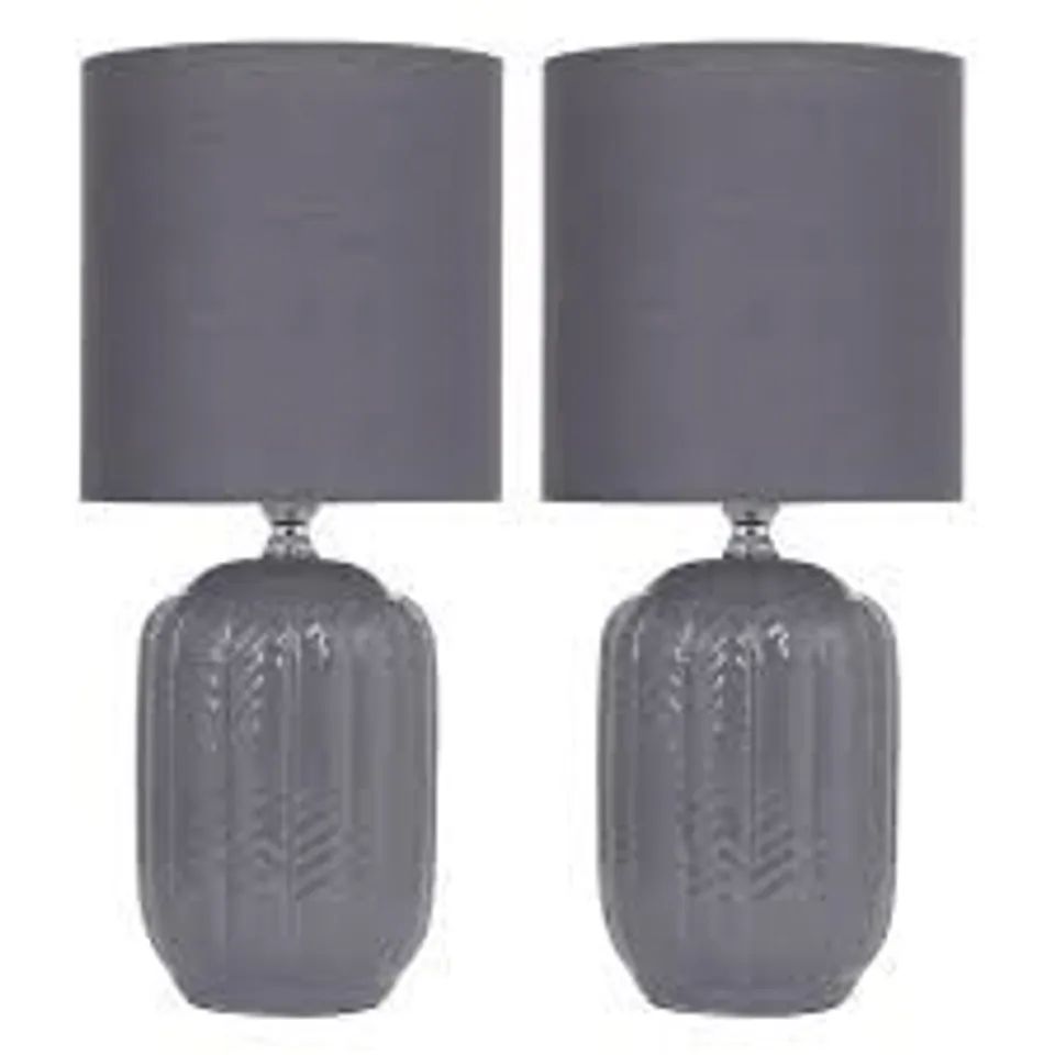 BOXED SET OF 2 HERRING 30CM DARK GREY LAMPS