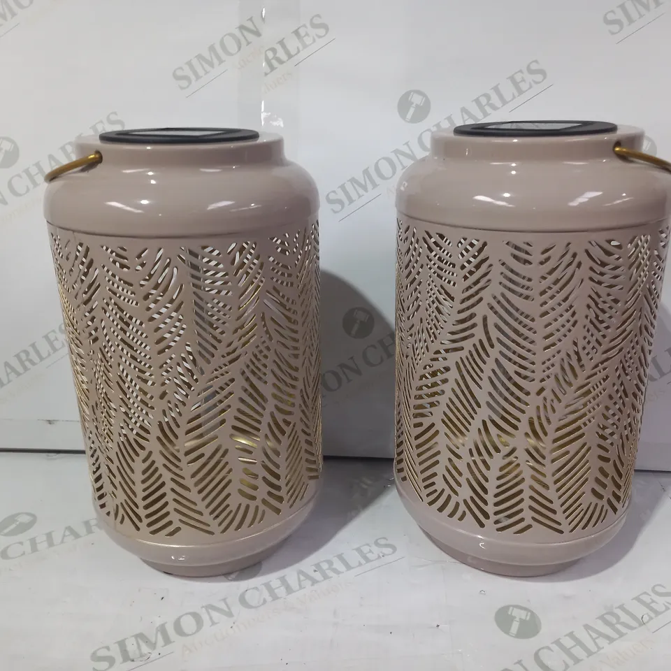 GARDEN REFLECTIONS SET OF 2 PATTERNED SOLAR LANTERNS
