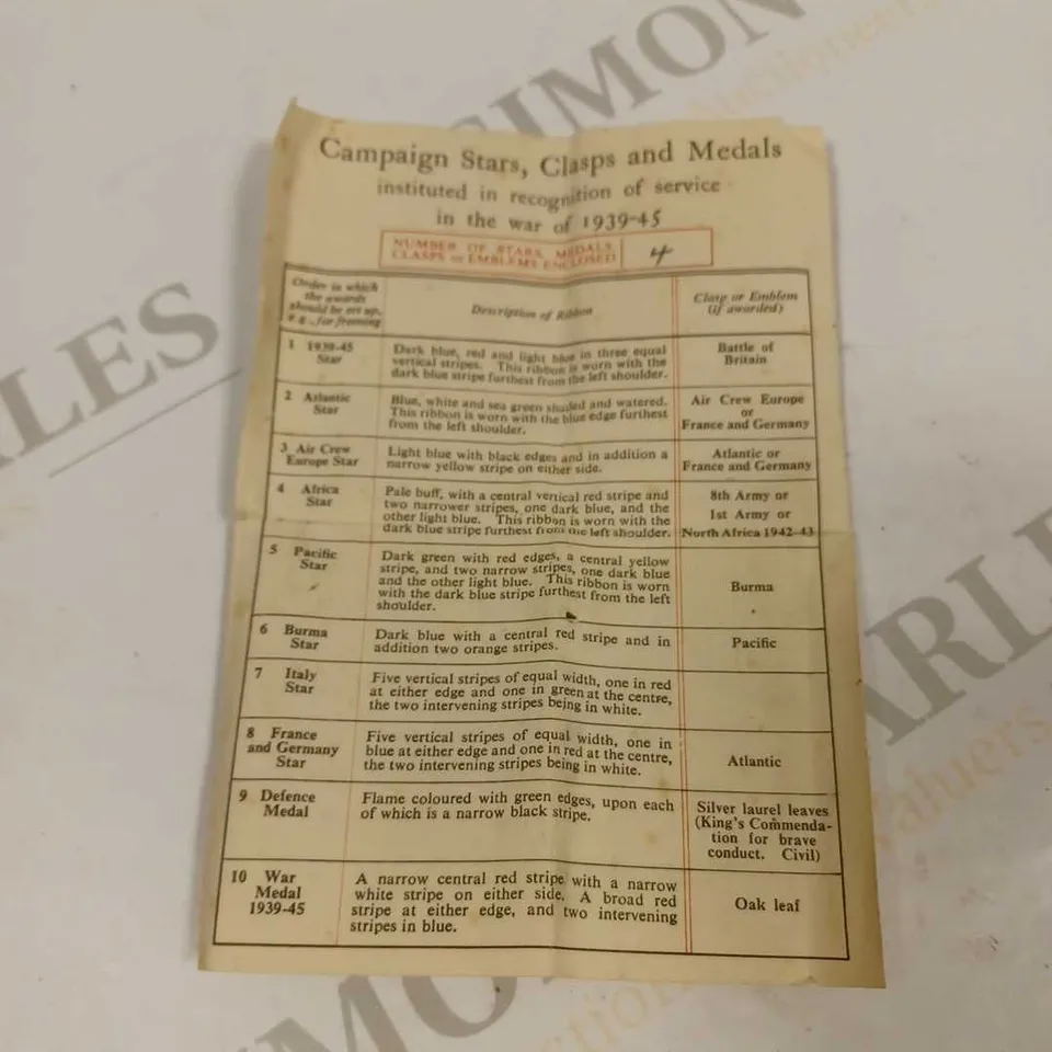 SMALL BOX TO CONTAIN 2 X BRITISH MILITARY SERVICE MEDALS WITH PAPERWORK 