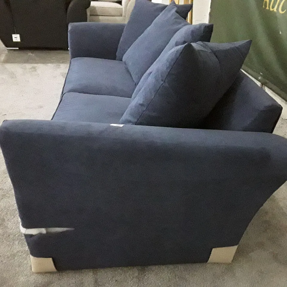 QUALITY DESIGNER 3 SEATER SOFA - DARK BLUE FABRIC 