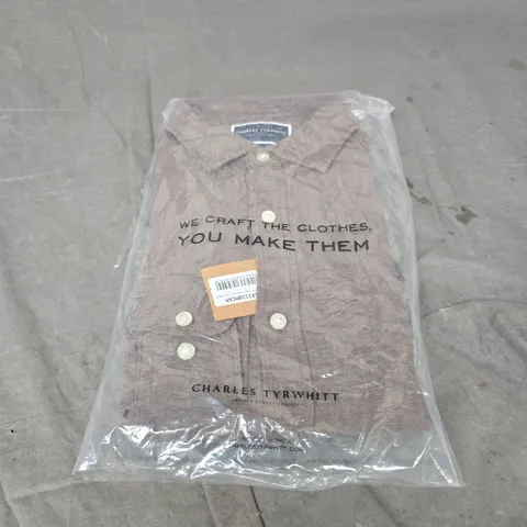 CHARLES TYRWHITT PURE LINEN CLASSIC FIT SHIRT INMOCHA SIZE M