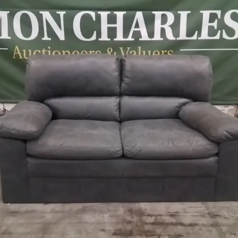 QUALITY DESIGNER 2 SEATER GREY FABRIC UPHOLSTERED SOFA