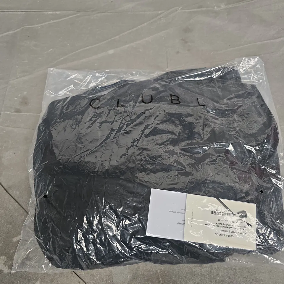 CLUB L LONDON IDALINA BLACK VELVET HIGH-NECK MAXI DRESS, UK 10