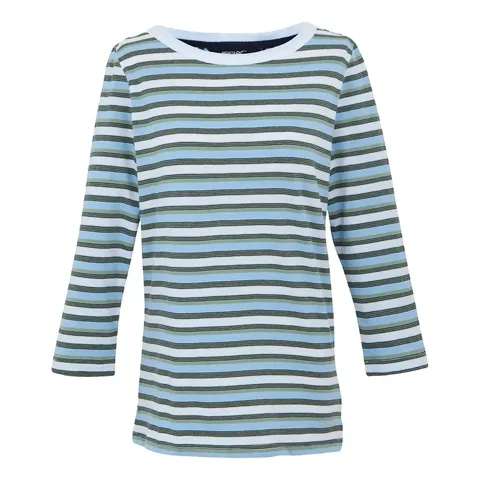BRAND NEW REGATTA BAYLETTE WOMEN'S TEE II IN WHITE/MULTISTRIPE - UK 14