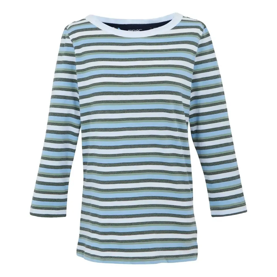 BRAND NEW REGATTA BAYLETTE WOMEN'S TEE II IN WHITE/MULTISTRIPE - UK 24