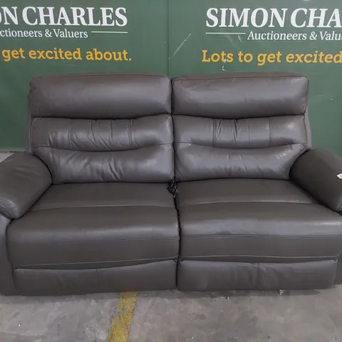 DESIGNER JAMES POWER RECLINING THREE SEATER SOFA GREY LEATHER