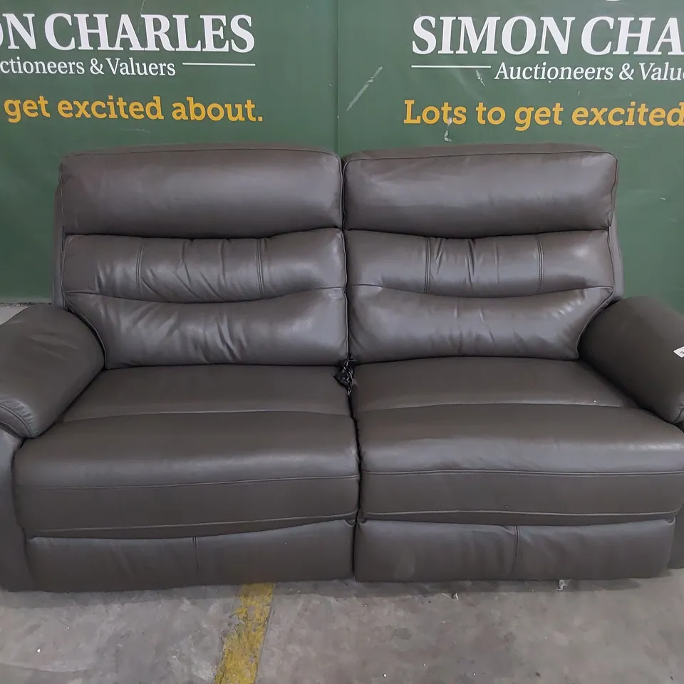 DESIGNER JAMES POWER RECLINING THREE SEATER SOFA GREY LEATHER 