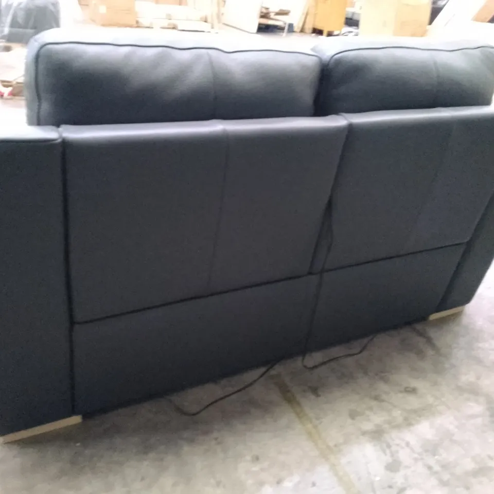 QUALITY ITALIAN DESIGNER MORENO 2 SEATER MAXI ELECTRIC RECLINER SOFA - DARK GREY LEATHER 
