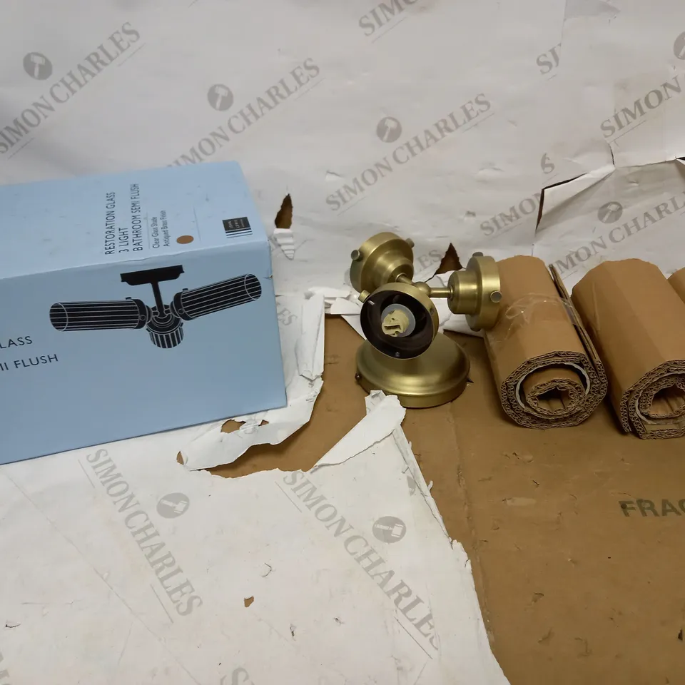 JOHN LEWIS RESTORATION GLASS 3 LIGHT BATHROOM SEMI FLUSH 