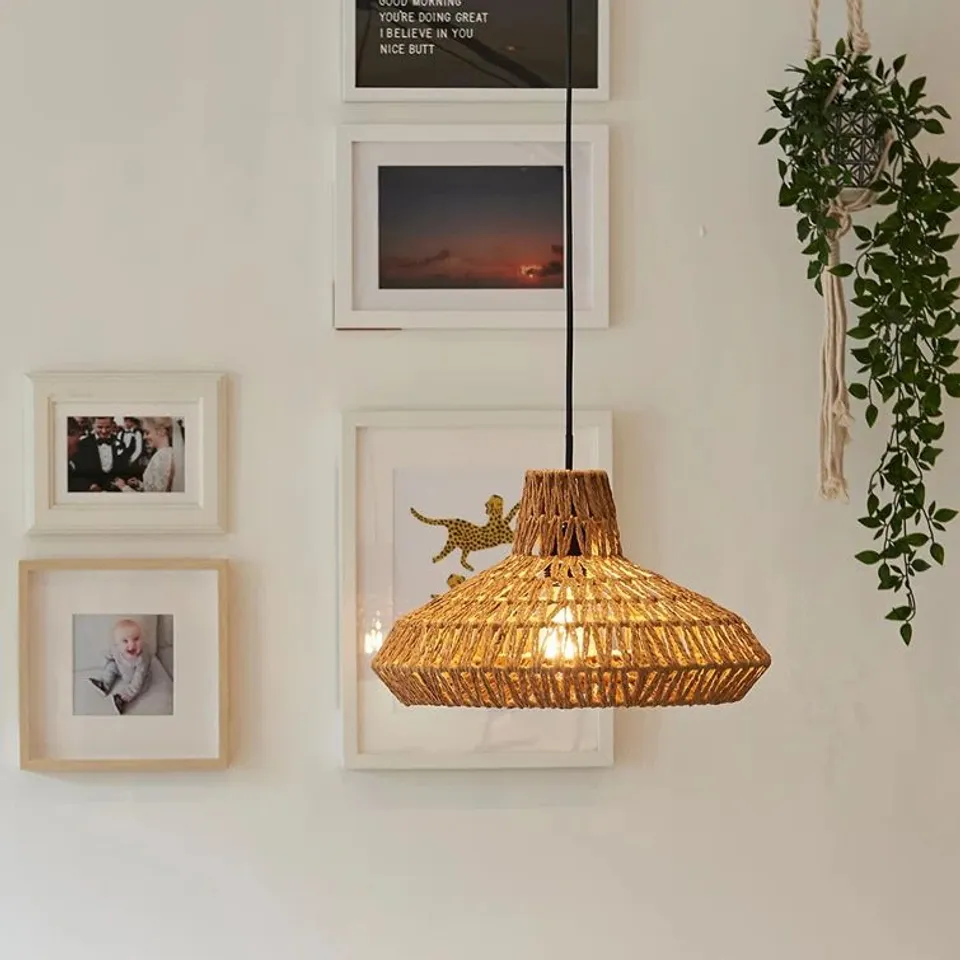 BOXED 20.5CM H ROPE BOWL LAMP SHADE (CLIP ON)