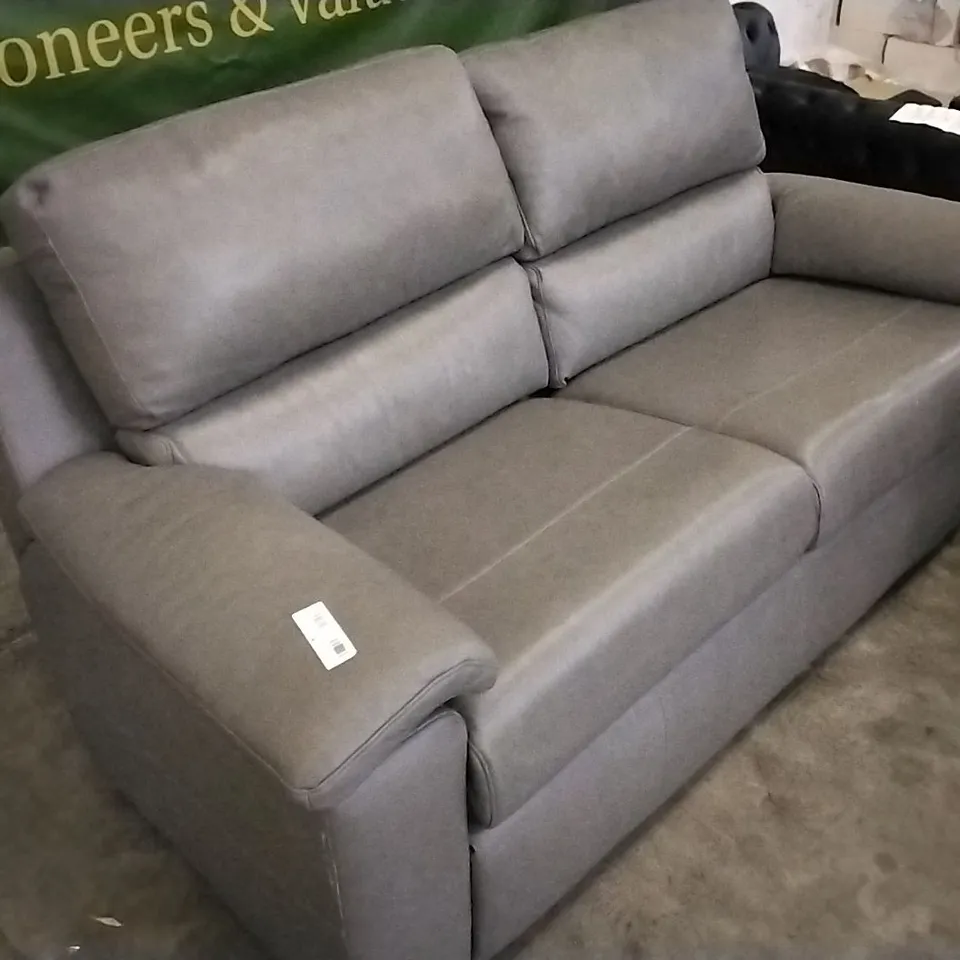 QUALITY BRITISH DESIGNED & MANUFACTURED G PLAN ELEPHANT GREY LEATHER 3 SEATER SOFA 