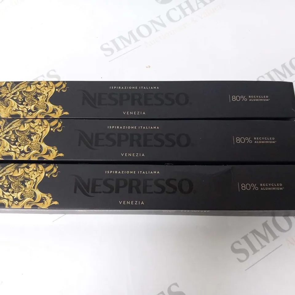 APPROXIMATELY 10 PACKS OF NESPRESSO VENEZIA 10 CAPSULES OF ROAST AND GROUND COFFEE