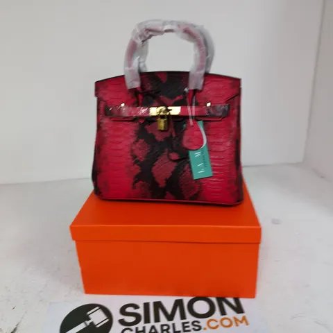 LA MAREY RED SNAKESKIN-EFFECT HANDBAG – BOXED