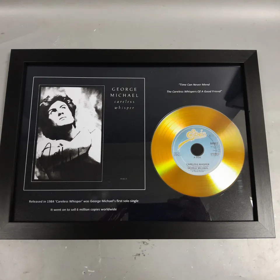 FRAMED GEORGE MICHAEL CARELESS WHISPERS COMMEMORATIVE PRINT