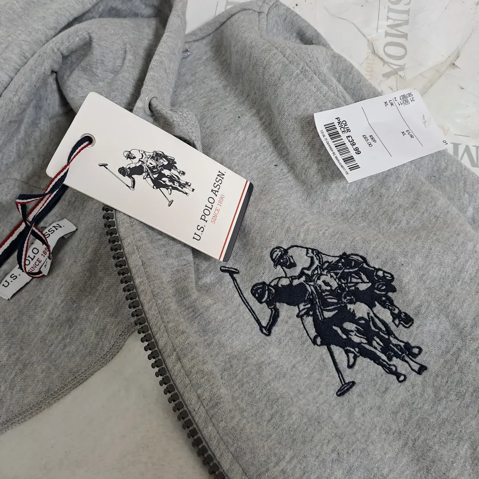 U.S. POLO ASSN GREY ZIP THROUGH HOODIE - XL