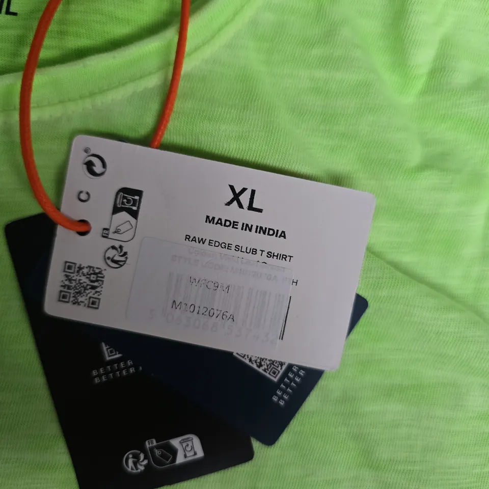 SUPERDRY RAW EDGE SLUB T‑SHIRT – NEON LIME GREEN, XL