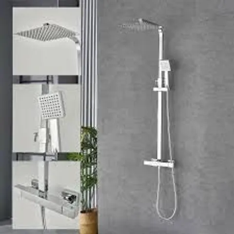 BOXED THERMOSTATIC SHOWER SYSTEM WITH STAINLESS STEEL RAIN SHOWER HEAD AND HANDSET