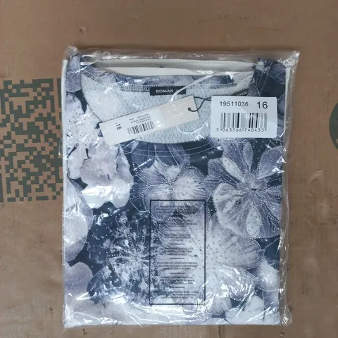 BAGGED ROMAN FLORAL HOTFIX TEE IN GREY SIZE 16