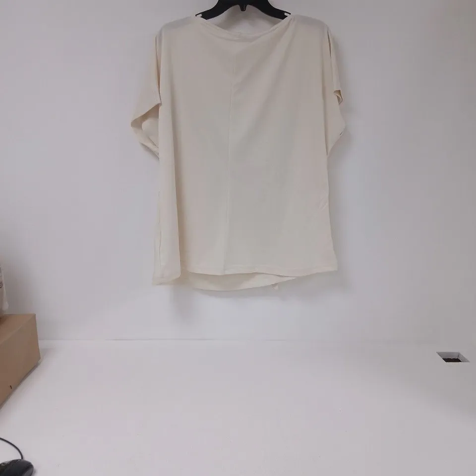 CREATION L WOMEN'S TOP - BEIGE DRAPED FRONT WITH KNOT, UK 22