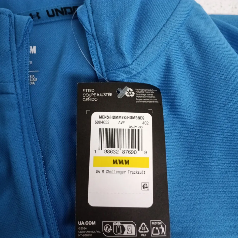 UNDER ARMOUR CHALLENGER TRACKSUIT JACKET – MEN'S MEDIUM (UK M) – BLUE WITH NEON PIPING