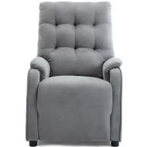 BOXED CHARCOAL FABRIC PUSHBACK RECLINING EASY CHAIR 