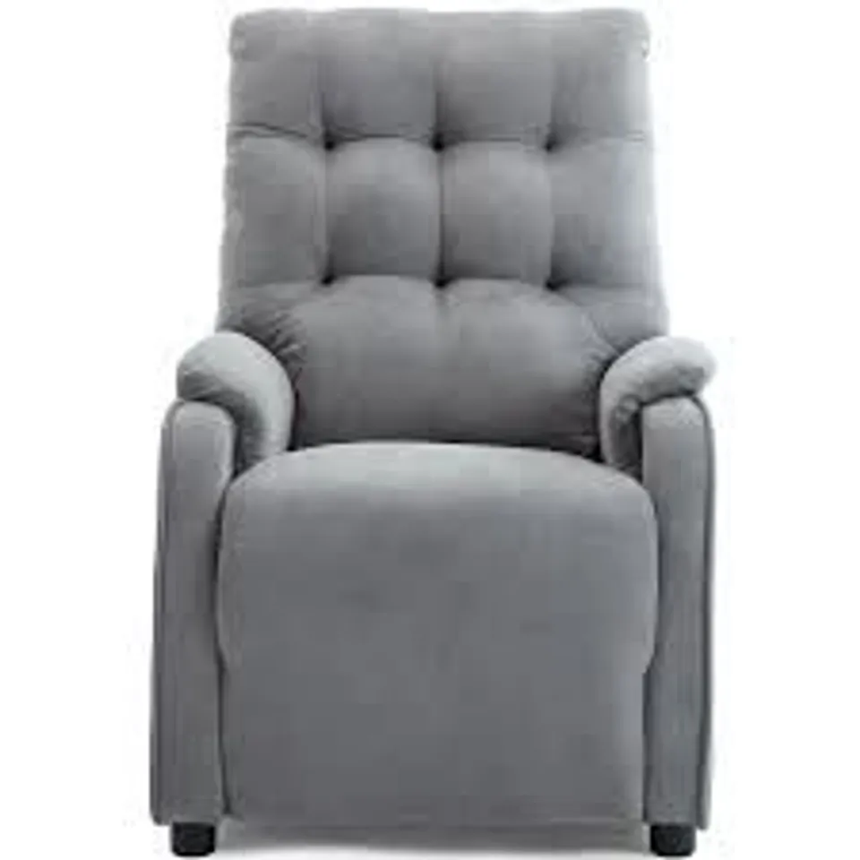 BOXED CHARCOAL FABRIC PUSHBACK RECLINING EASY CHAIR 