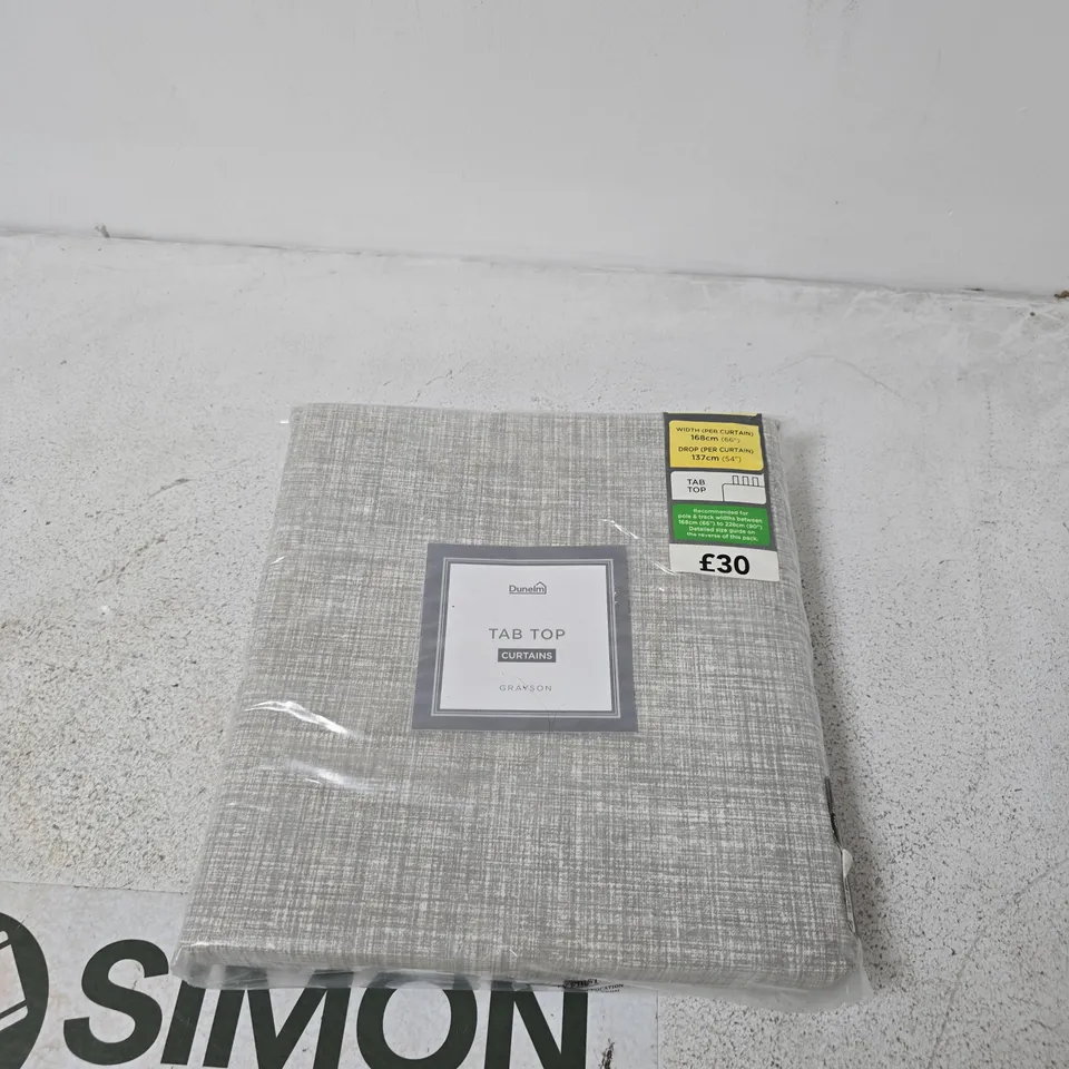 DUNELM GRAYSON TAB TOP CURTAINS – GREY, 168 CM WIDE X 137 CM DROP PER CURTAIN