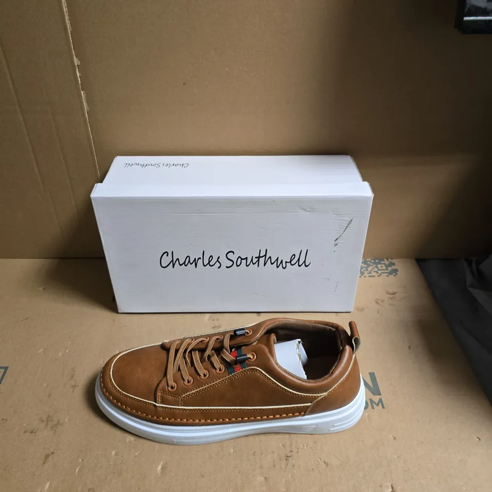 CHARLES SOUTHWELL BROWN LEATHER SNEAKER – MEN'S CASUAL SHOE - UK SIZE 12 